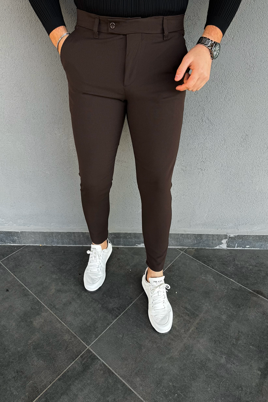 ACI KAHVE İTALYAN KESİM SLİM FİT PANTALON
