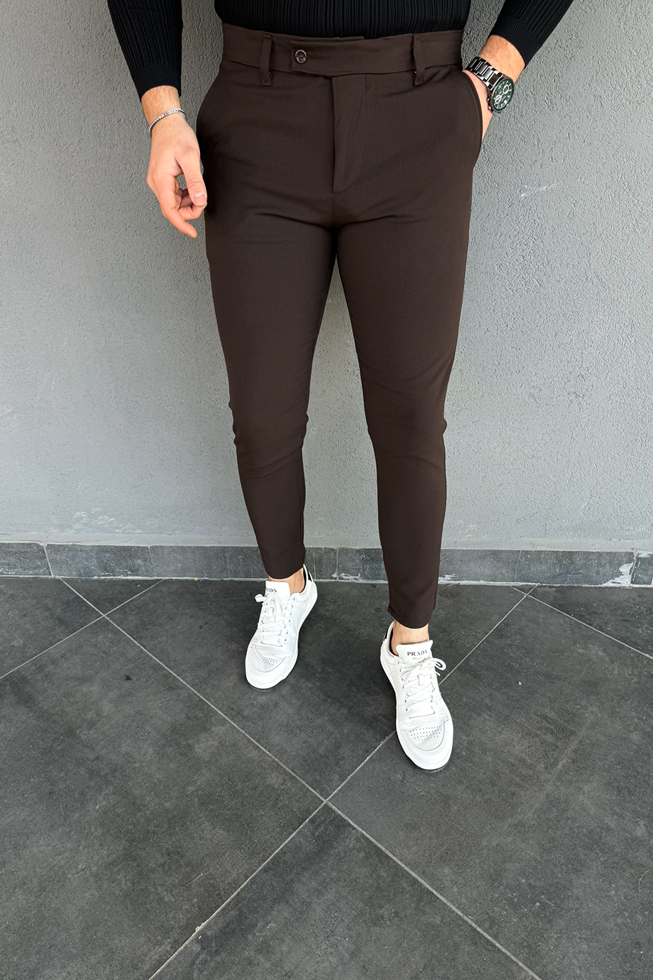 ACI KAHVE İTALYAN KESİM SLİM FİT PANTALON