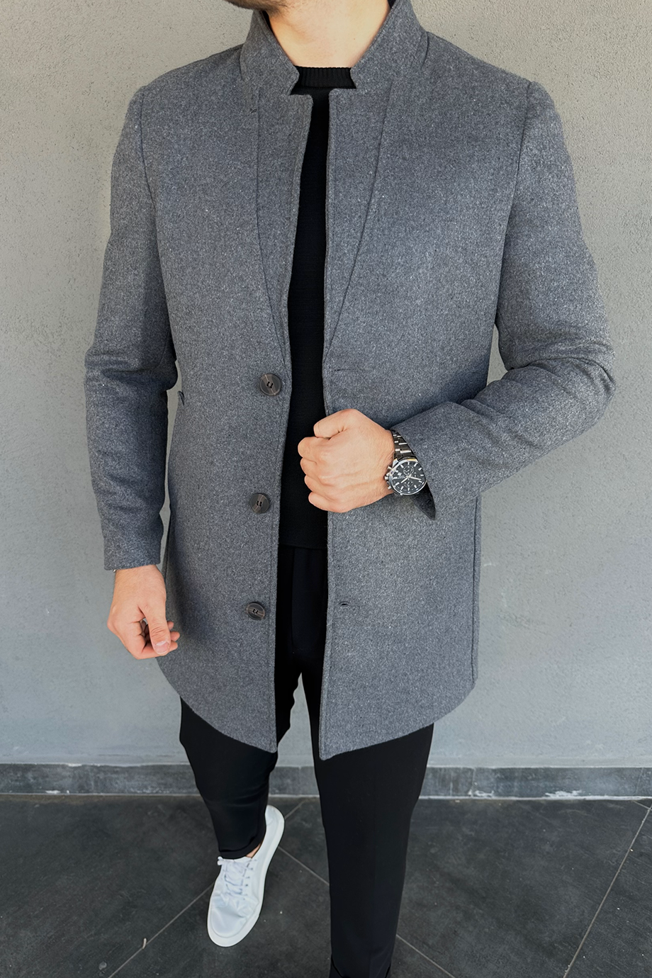 ANTRASİT HAKİM YAKA KAŞE KABAN