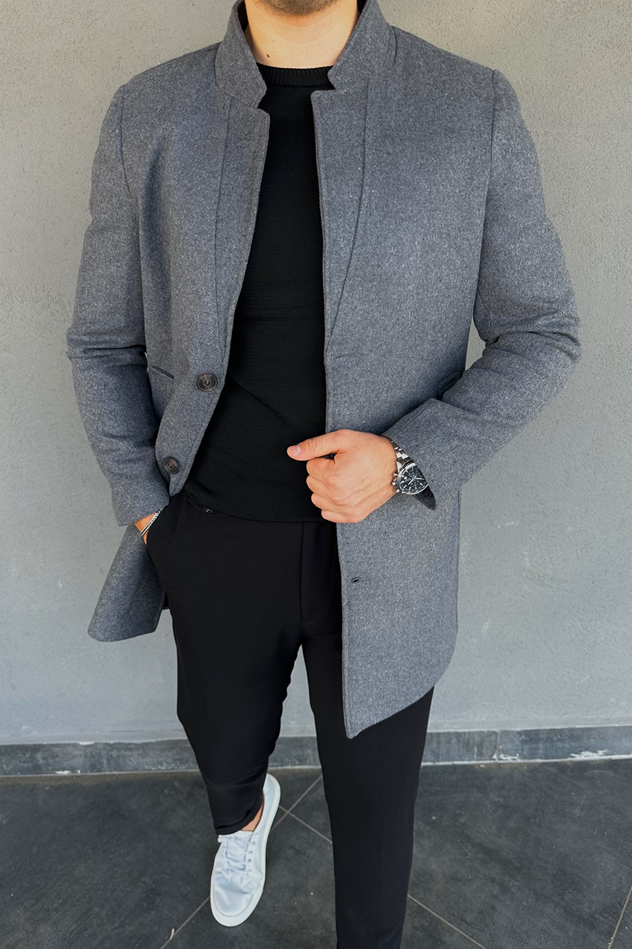 ANTRASİT HAKİM YAKA KAŞE KABAN
