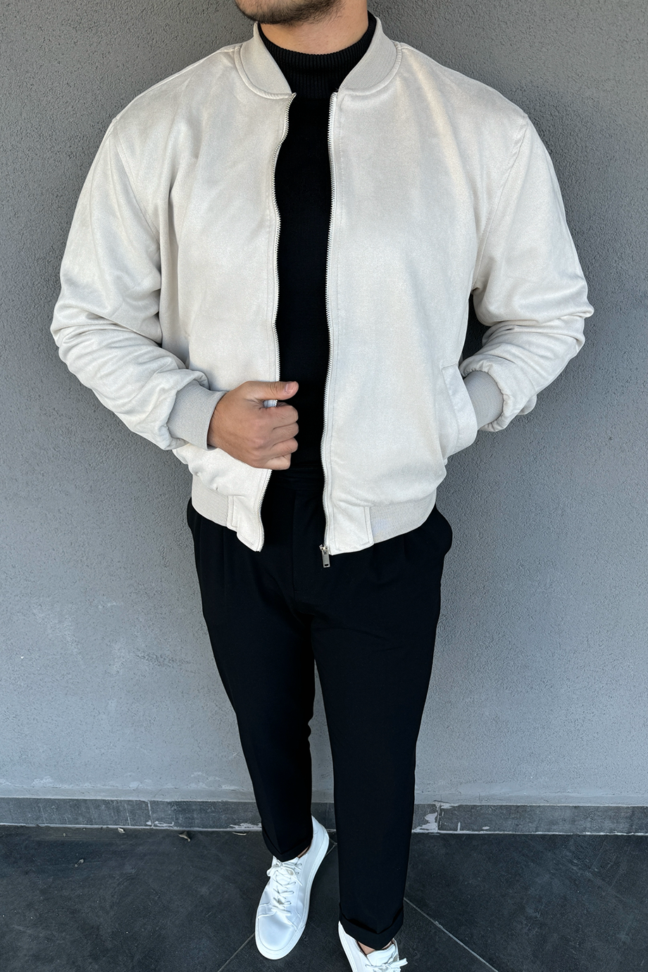 BEJ NUBUK BOMBER CEKET