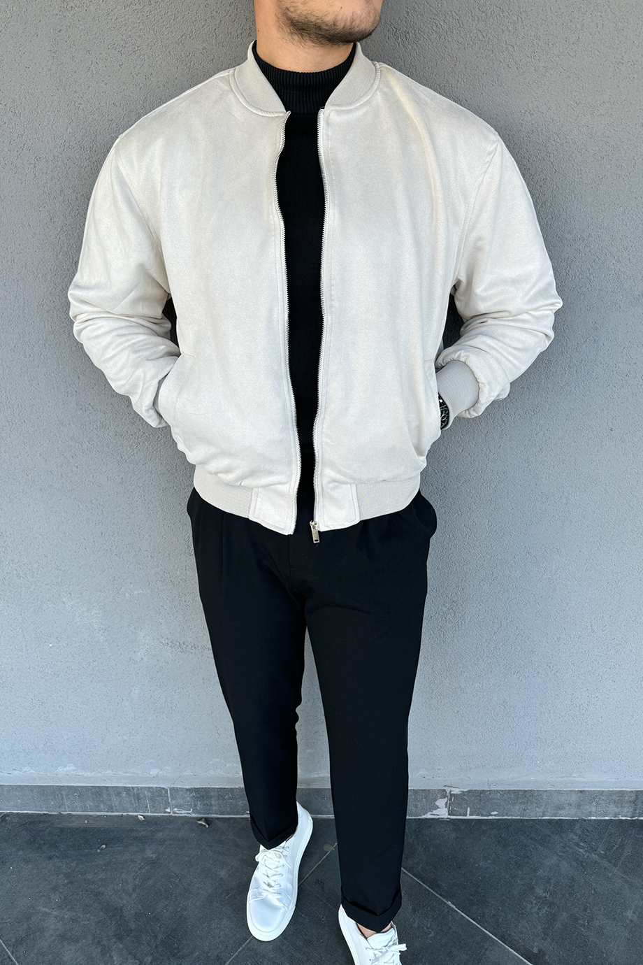 BEJ NUBUK BOMBER CEKET