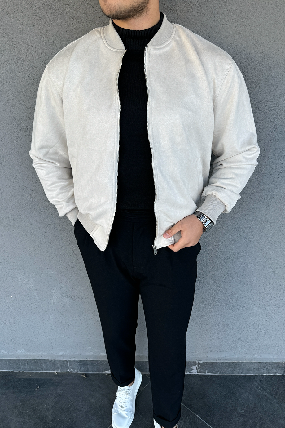 BEJ NUBUK BOMBER CEKET