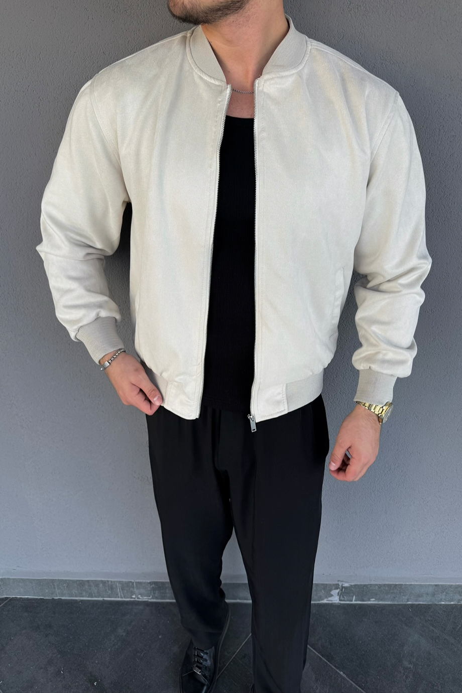 BEJ NUBUK BOMBER CEKET