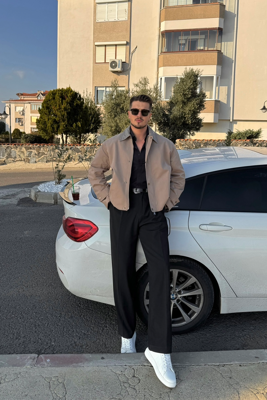 BEJ PREMİUM DERİ YAKA OVERSİZE MONT