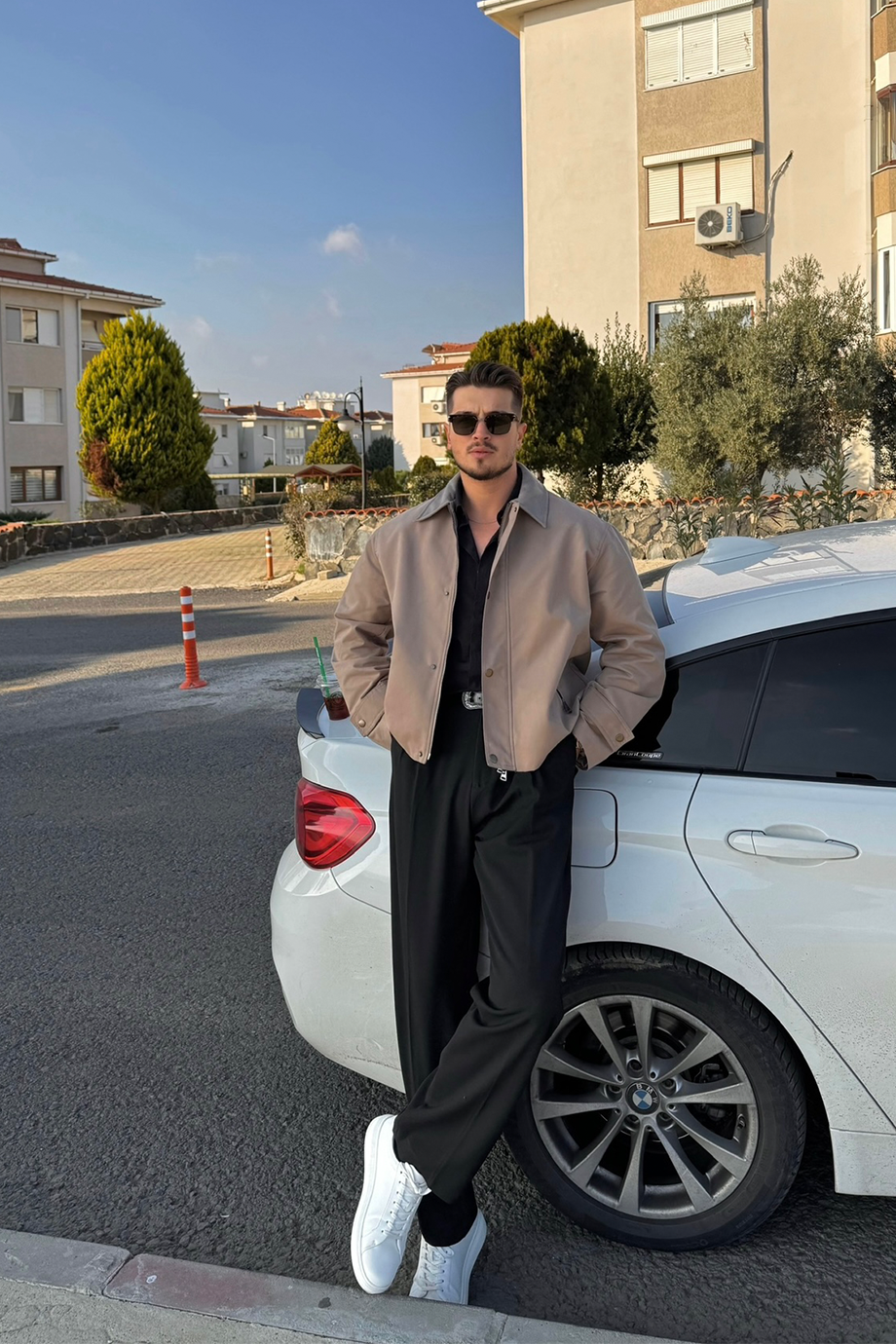 BEJ PREMİUM DERİ YAKA OVERSİZE MONT