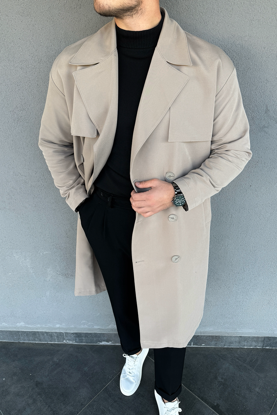 BEJ PREMİUM OVERSIZE TRENÇKOT