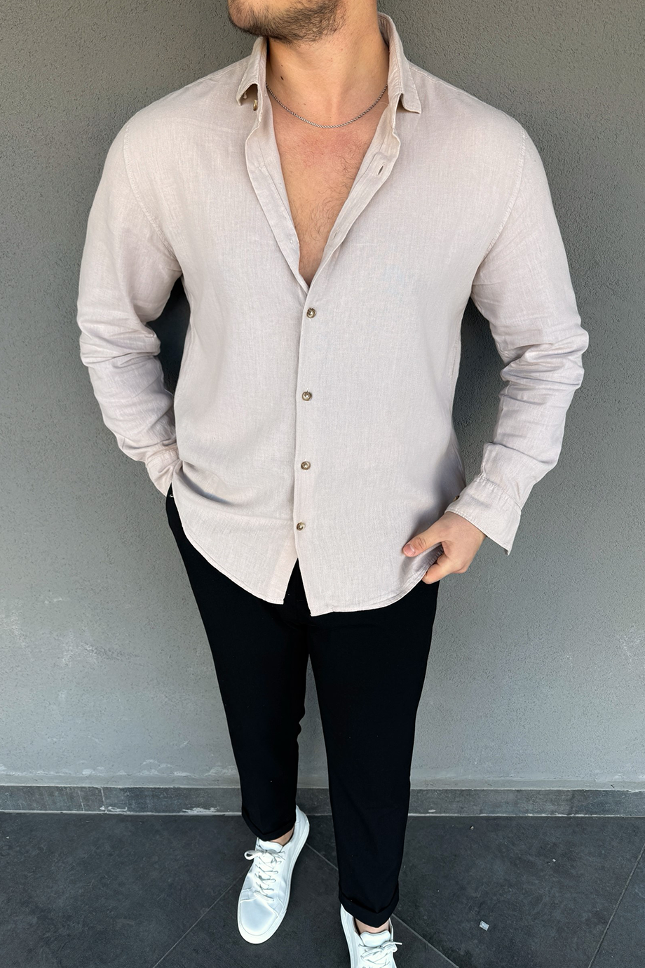 BEJ REGULAR FİT PREMİUM SERİ KETEN GÖMLEK