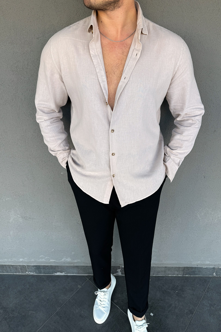 BEJ REGULAR FİT PREMİUM SERİ KETEN GÖMLEK