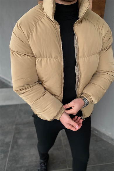 BEJ ŞİŞME DOLUM ELYAFLI RAHAT KALIP MONT