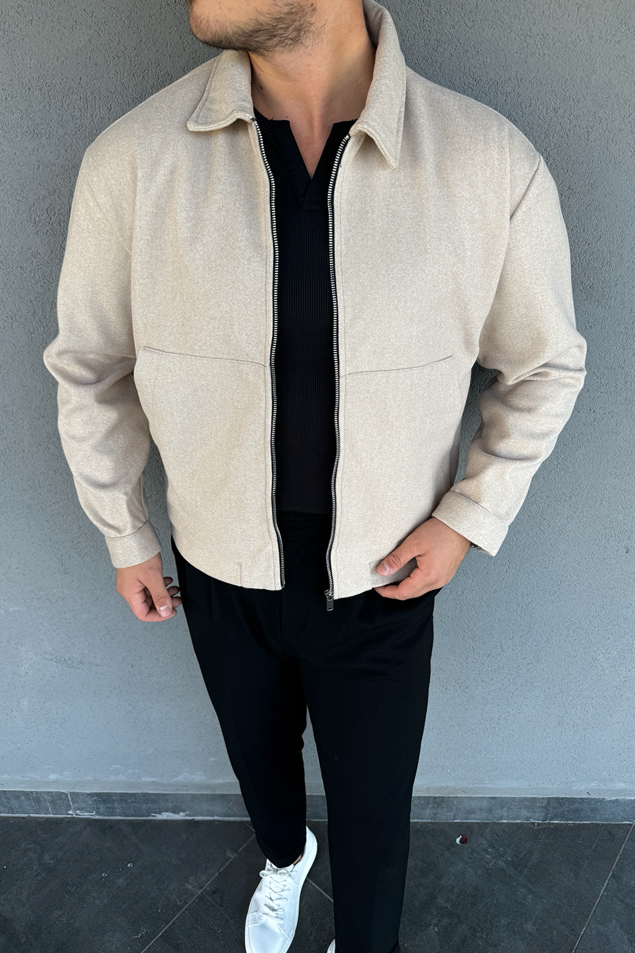 BEJ YÜKSEK KALİTEDE KAŞE CEKET