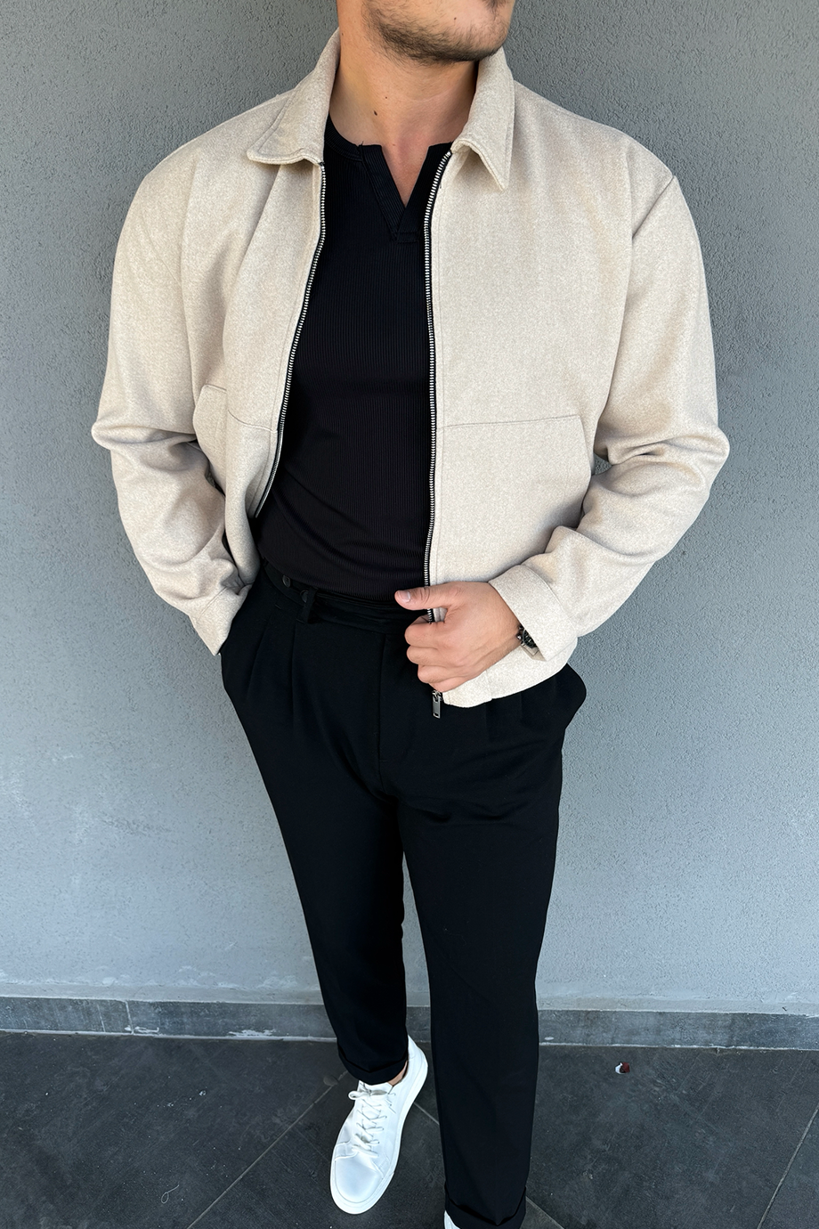 BEJ YÜKSEK KALİTEDE KAŞE CEKET