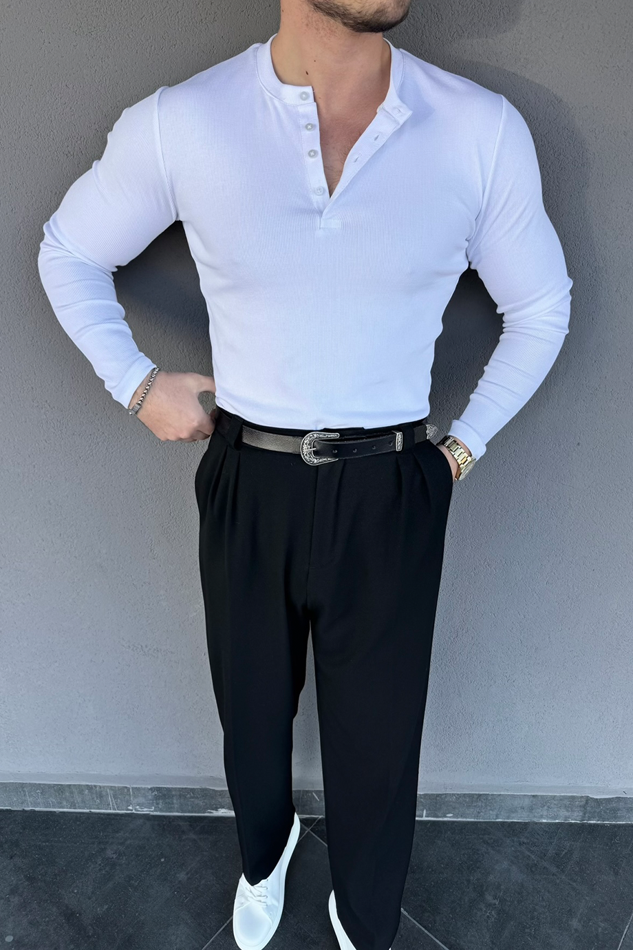 BEYAZ 4 DÜĞMELİ SIFIR YAKA TRİKO