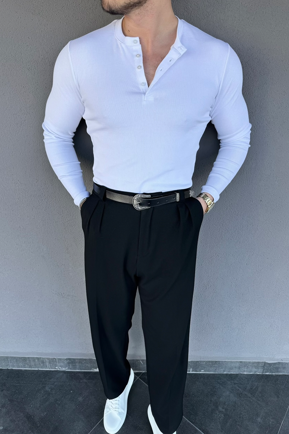 BEYAZ 4 DÜĞMELİ SIFIR YAKA TRİKO