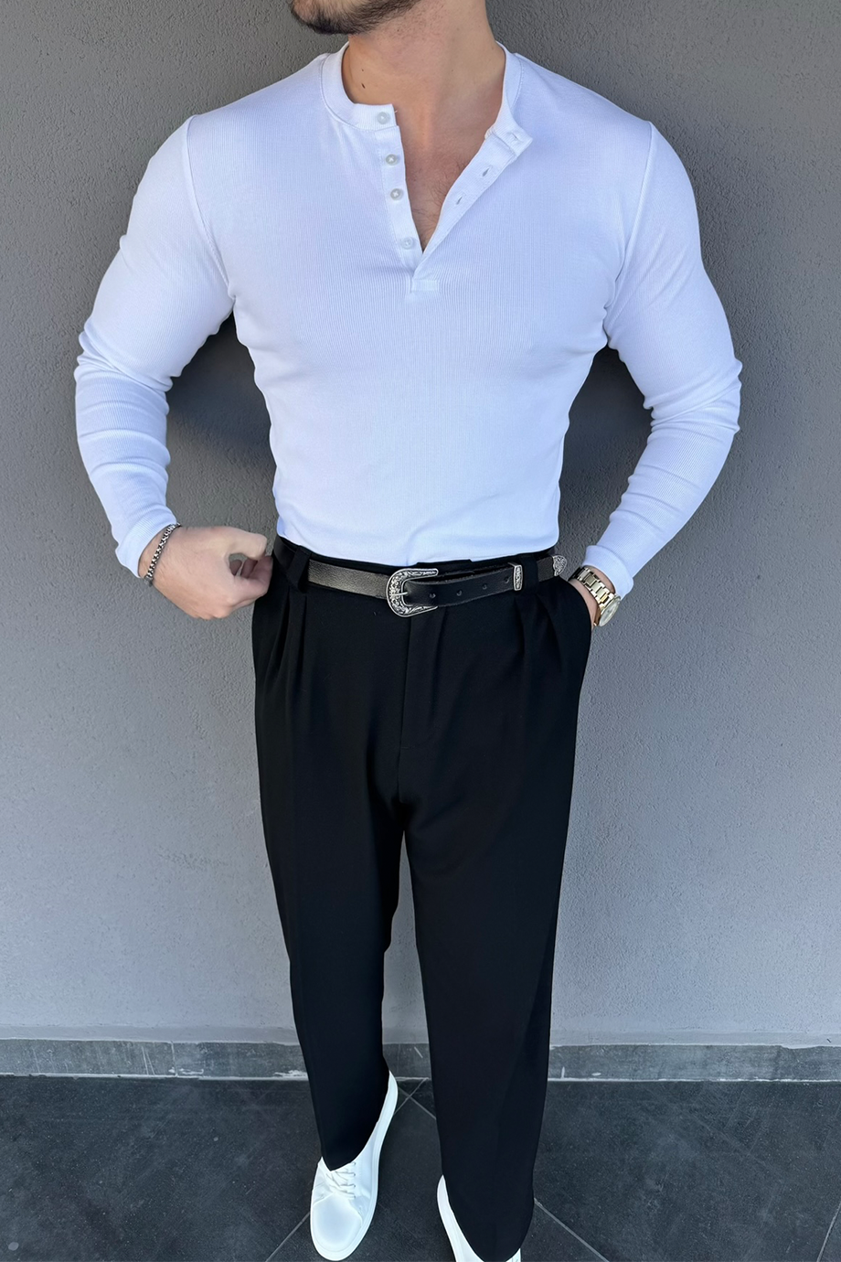 BEYAZ 4 DÜĞMELİ SIFIR YAKA TRİKO