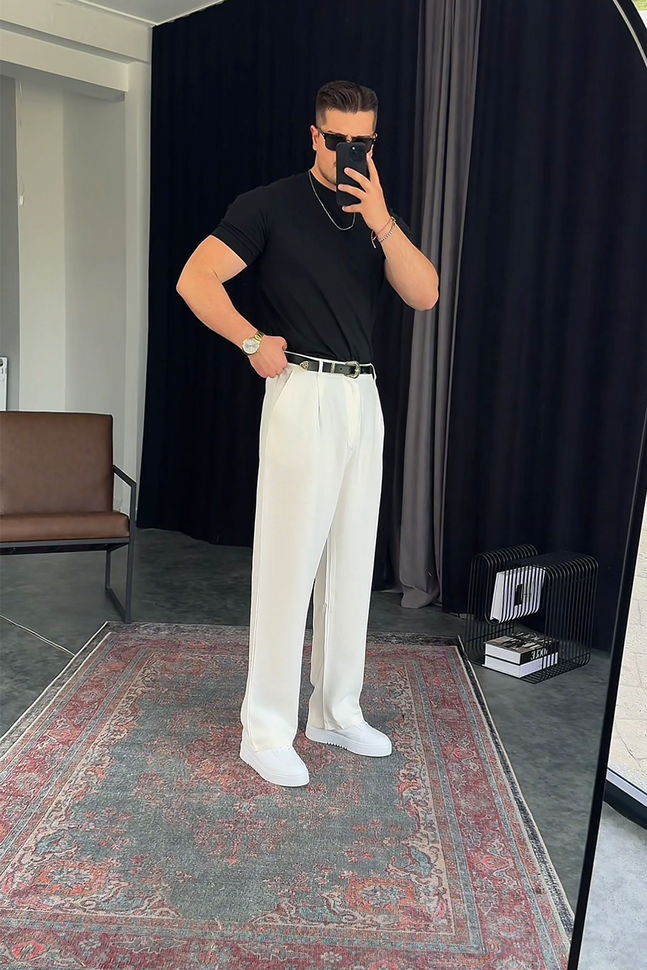 BEYAZ MODAL KUMAŞ BAGGY PANTALON