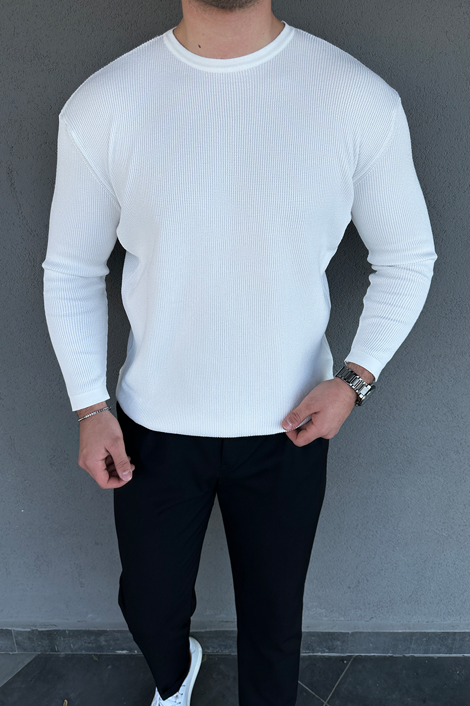 BEYAZ ÖRME KAZAK