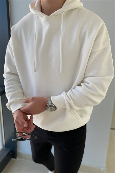BEYAZ OVERSIZE BASIC SWEATSHİRT