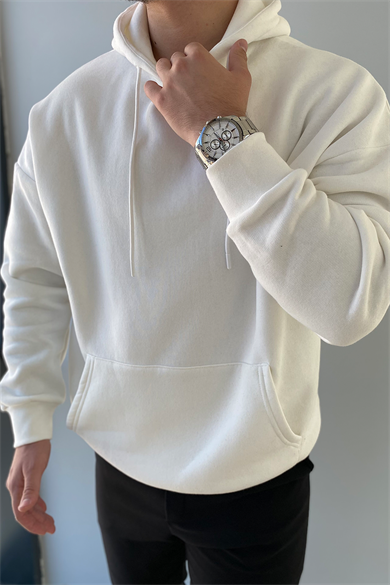 BEYAZ OVERSIZE BASIC SWEATSHİRT