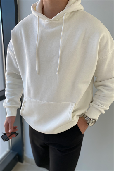 BEYAZ OVERSIZE BASIC SWEATSHİRT