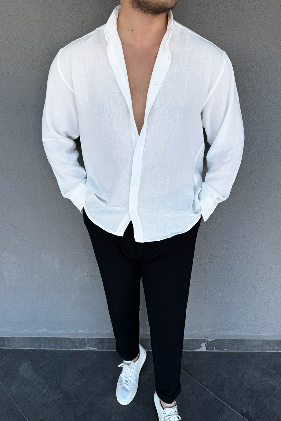 BEYAZ OVERSIZE KALIP PREMİUM GÖMLEK