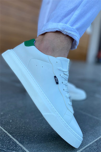 BEYAZ - YEŞİL DERİ BASİC AYAKKABI