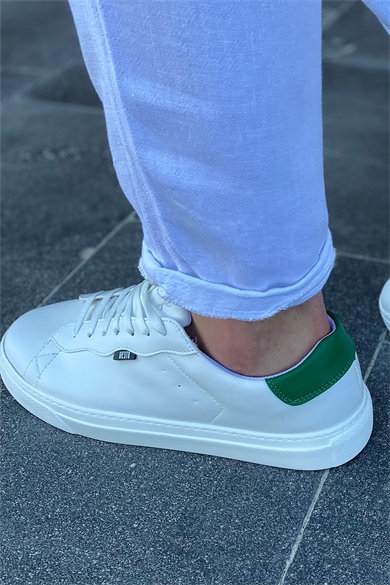 BEYAZ - YEŞİL DERİ BASİC AYAKKABI