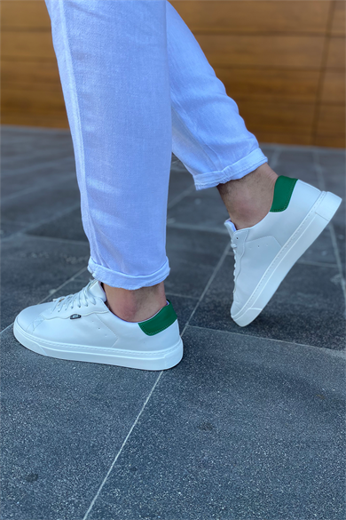 BEYAZ - YEŞİL DERİ BASİC AYAKKABI