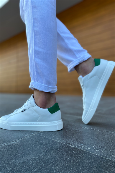 BEYAZ - YEŞİL DERİ BASİC AYAKKABI