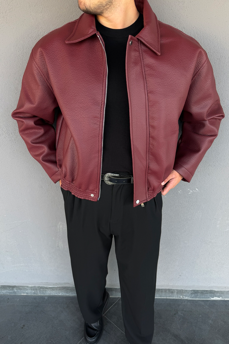 BORDO OVERSİZE PREMİUM SERİ DERİ MONT