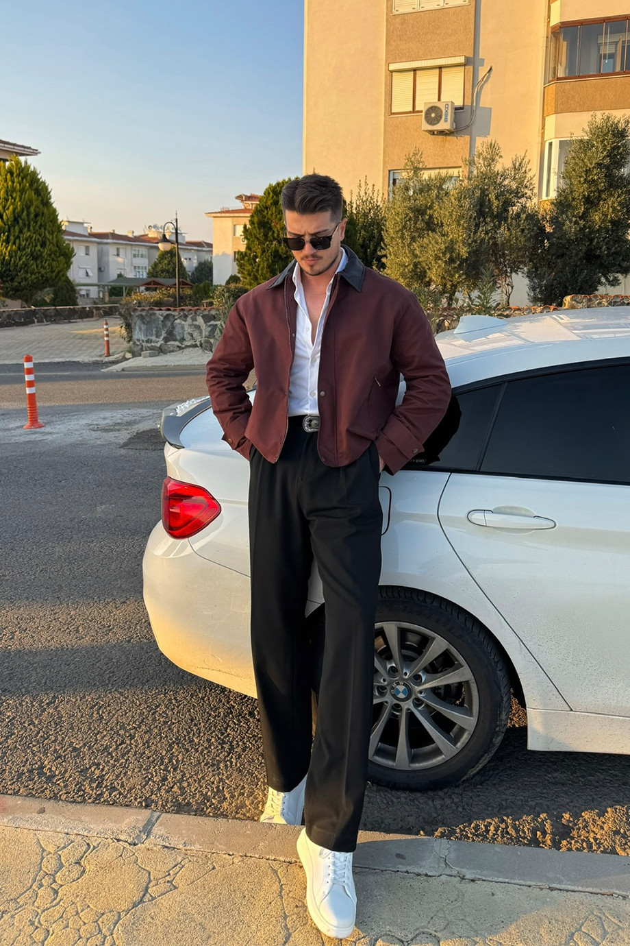 BORDO PREMİUM DERİ YAKA OVERSİZE MONT