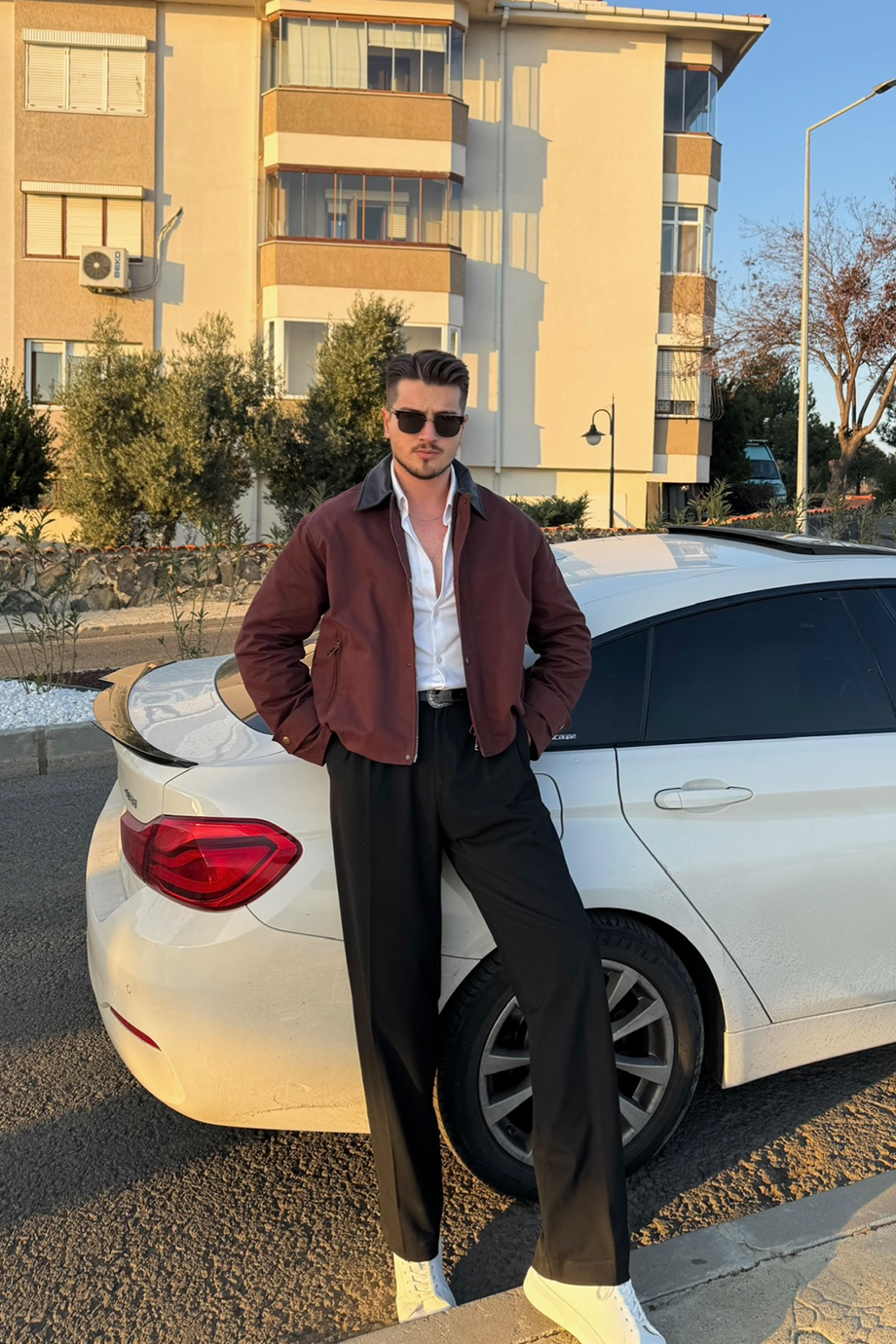 BORDO PREMİUM DERİ YAKA OVERSİZE MONT