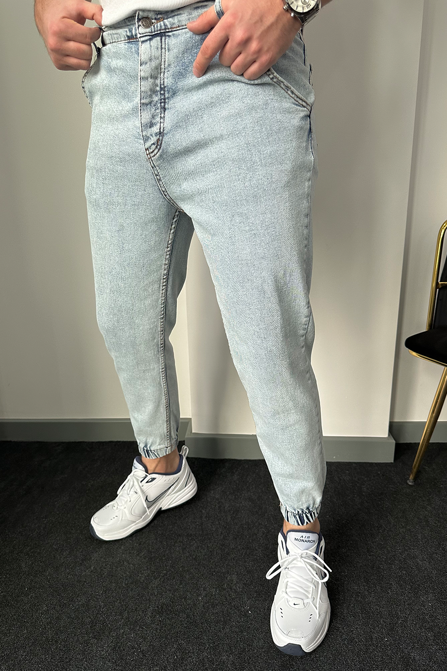 BUZ MAVİSİ PAÇA LASTİKLİ RAHAT KALIP JOGGER PANTALON