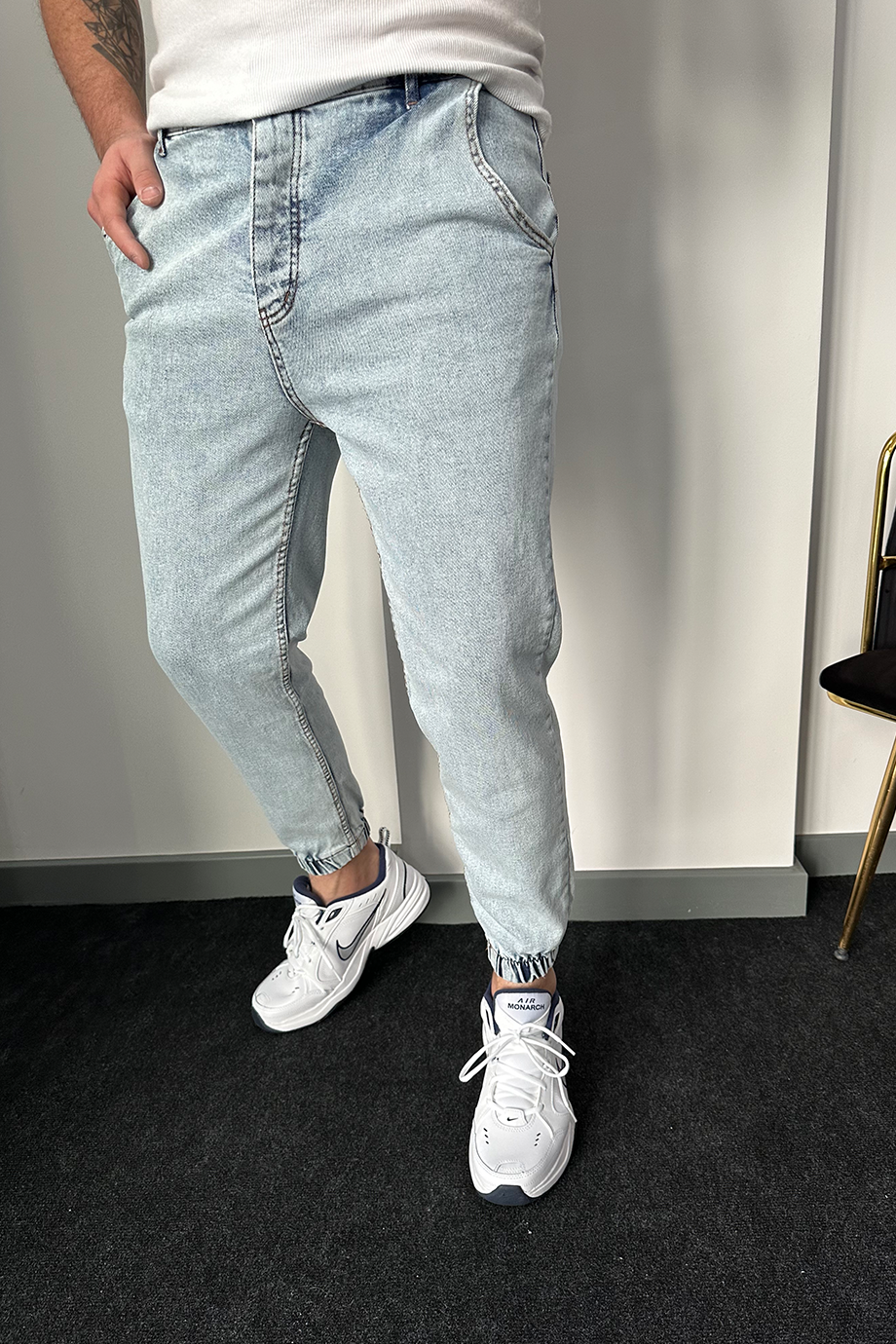 BUZ MAVİSİ PAÇA LASTİKLİ RAHAT KALIP JOGGER PANTALON