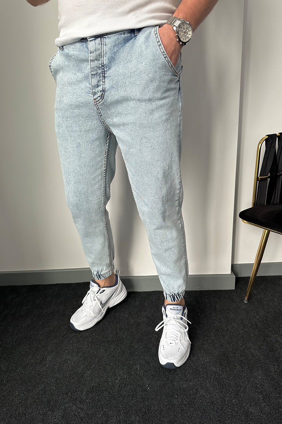 BUZ MAVİSİ PAÇA LASTİKLİ RAHAT KALIP JOGGER PANTALON
