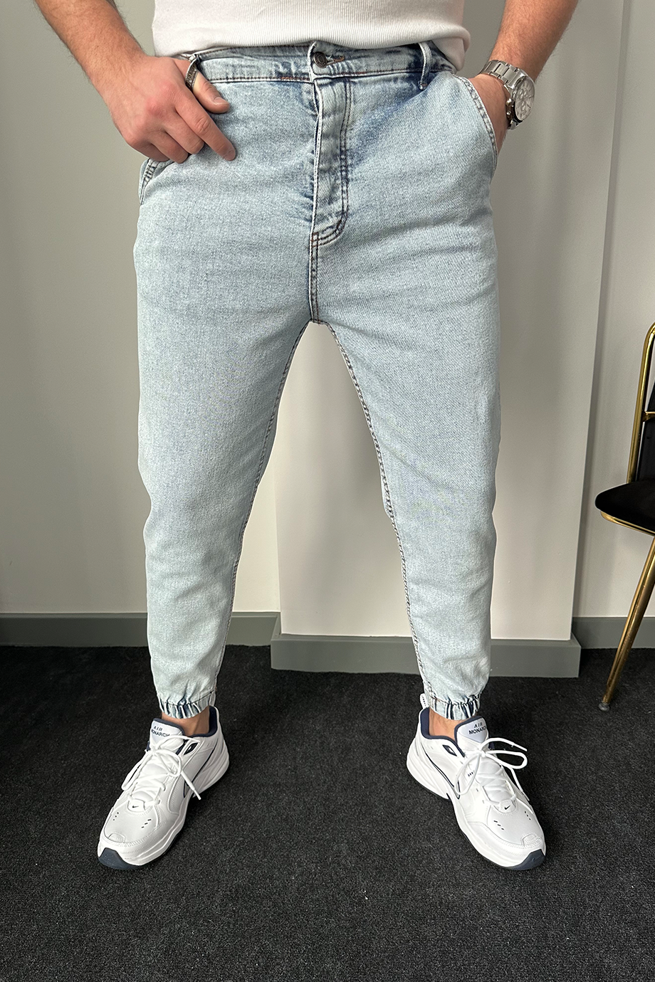 BUZ MAVİSİ PAÇA LASTİKLİ RAHAT KALIP JOGGER PANTALON