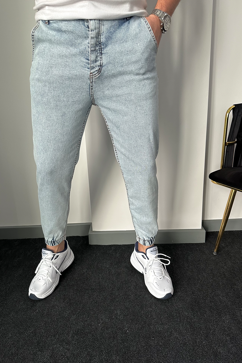 BUZ MAVİSİ PAÇA LASTİKLİ RAHAT KALIP JOGGER PANTALON