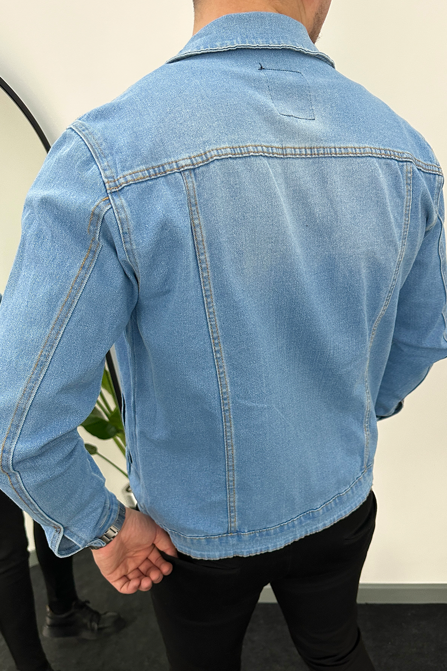 BUZ MAVİSİ YIKAMALI KOT CEKET