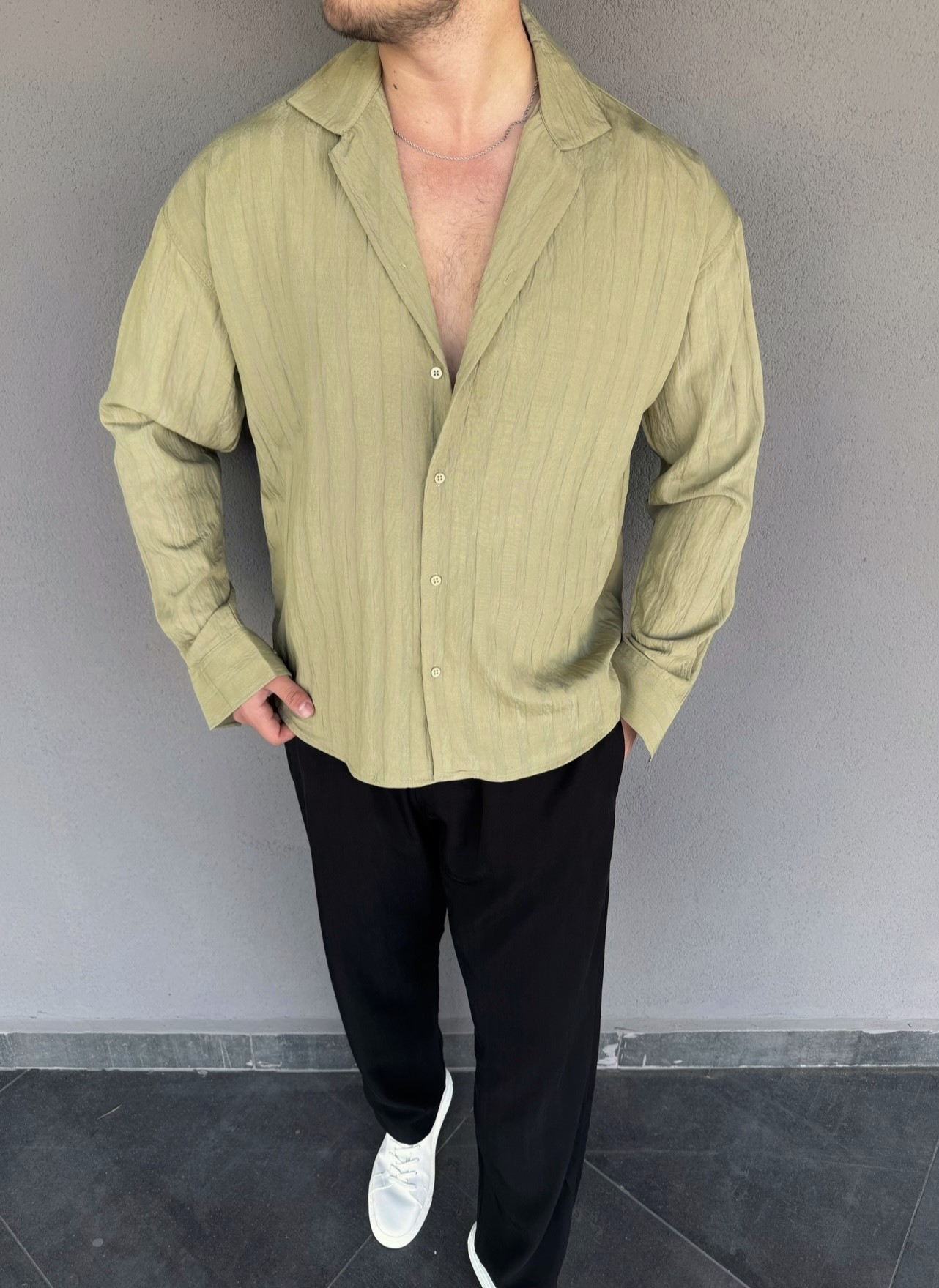 ÇAĞLA PREMİUM KABARTMA DESENLİ OVERSIZE GÖMLEK