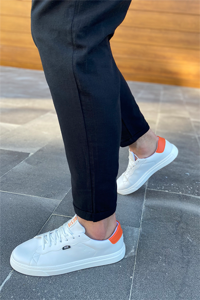 BEYAZ-TURUNCU DERİ BASİC AYAKKABI