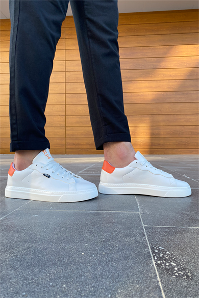 BEYAZ-TURUNCU DERİ BASİC AYAKKABI