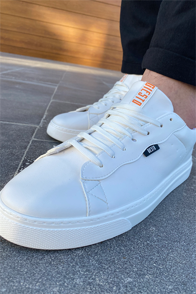 BEYAZ-TURUNCU DERİ BASİC AYAKKABI