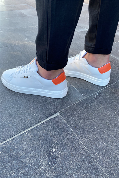 BEYAZ-TURUNCU DERİ BASİC AYAKKABI