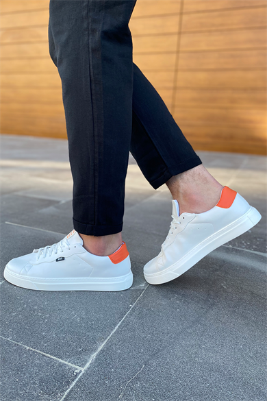 BEYAZ-TURUNCU DERİ BASİC AYAKKABI