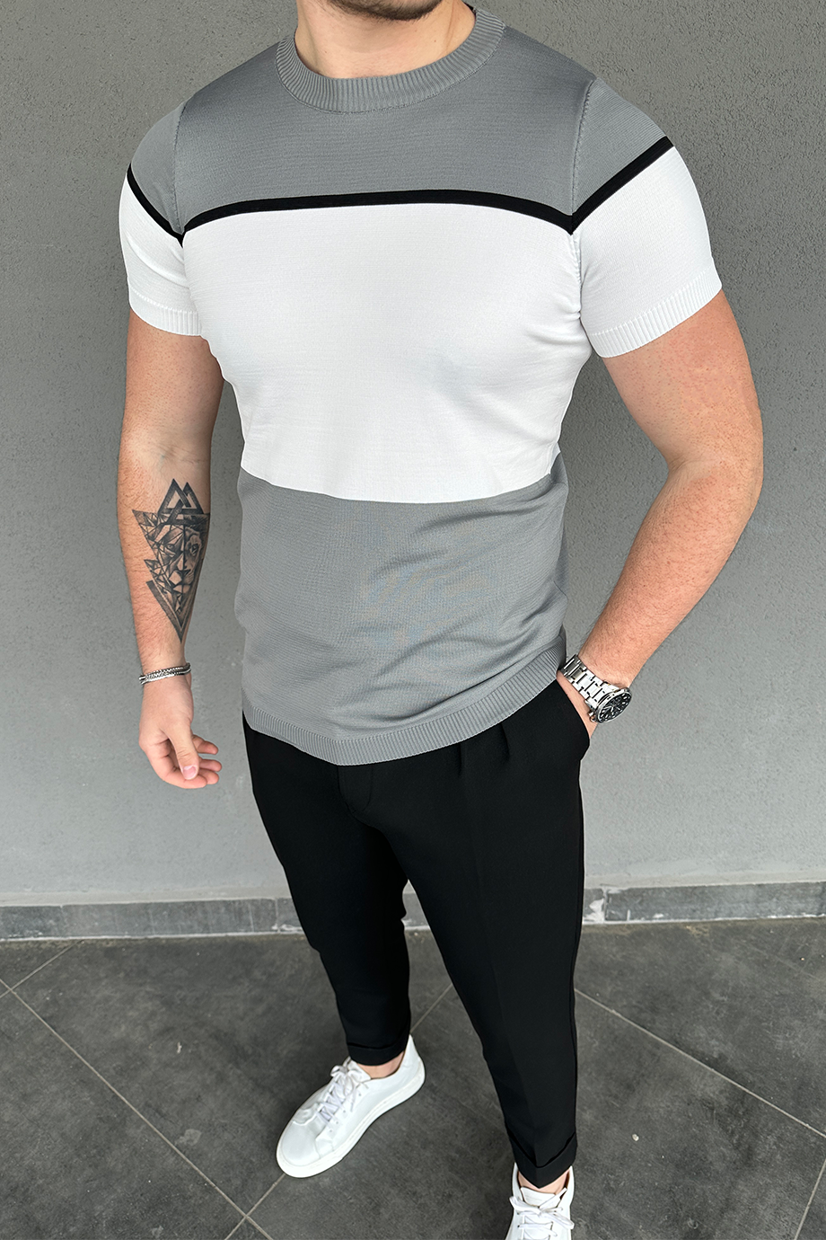 GRİ ÇİZGİLİ TRİKO