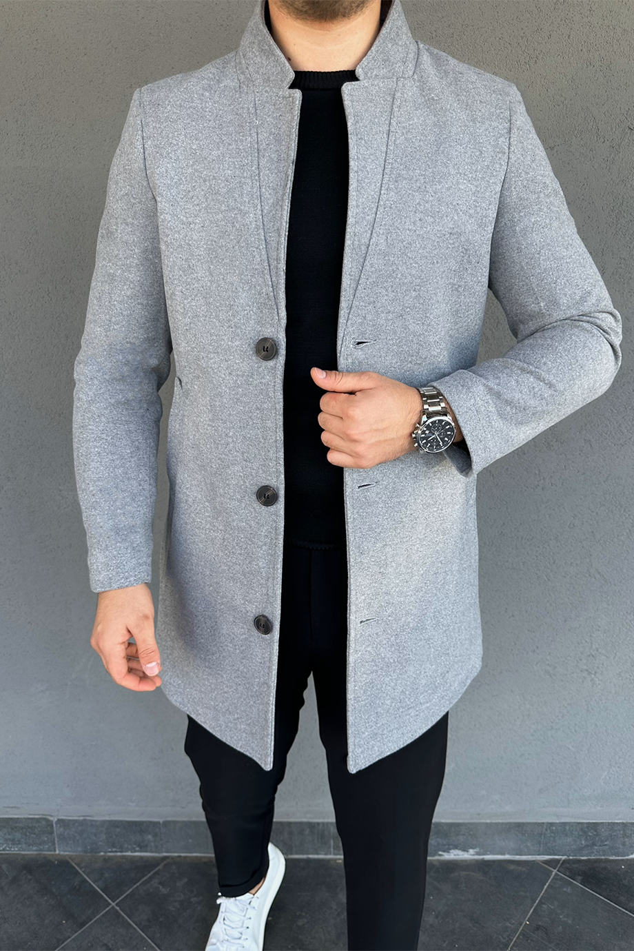 GRİ HAKİM YAKA KAŞE KABAN