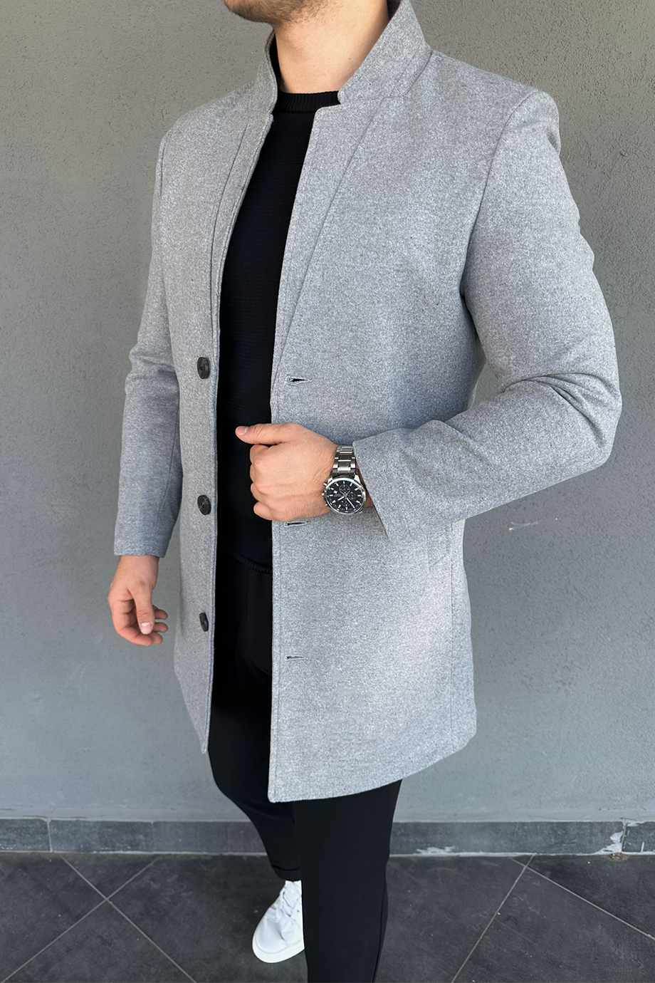 GRİ HAKİM YAKA KAŞE KABAN