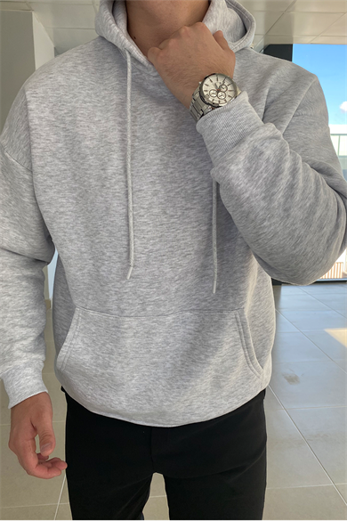 GRİ OVERSIZE BASİC SWEATSHİRT