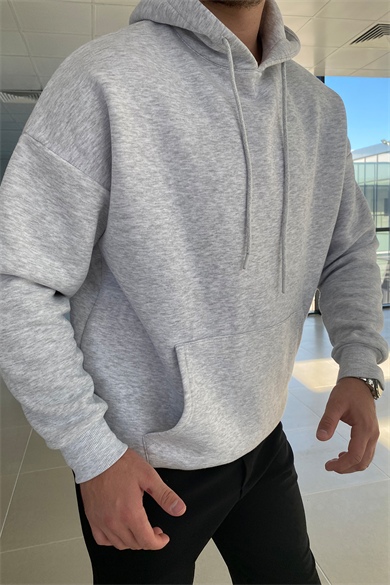 GRİ OVERSIZE BASİC SWEATSHİRT