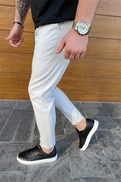 GRİ PAÇA FERMUARLI FULL LİKRALI PANTALON